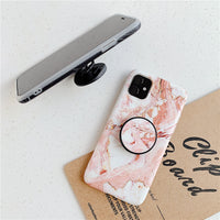 Coque iPhone Motif Marbre + Poignée PopSocket