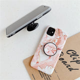 Coque iPhone Motif Marbre + Poignée PopSocket