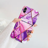 Coque iPhone Marbre Violet Géométrique